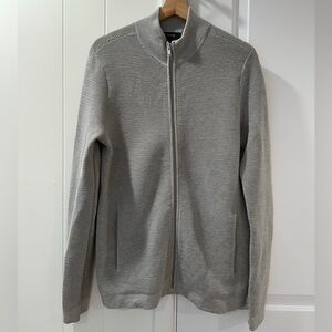 Theory Men's Light Gray Zip-Up Sweater jacket cashwool merino wool